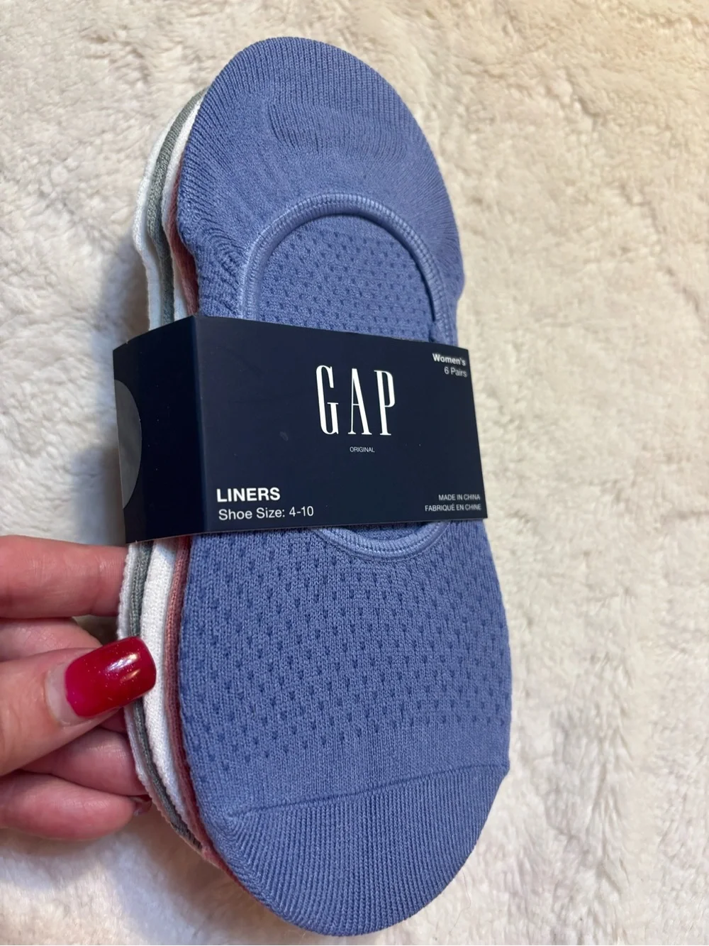 NEW 5 pairs GAP No-Show Liner Socks Women’s 4-10 Blue, Pink, White & Gray